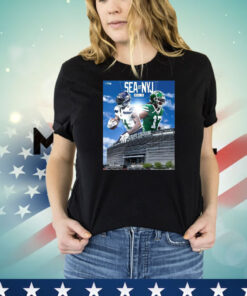 Official Seattle Seahawks At New York Jets Week 13 Metlife Stadium On The Road Again Poster T-Shirt