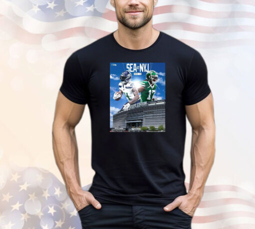 Official Seattle Seahawks At New York Jets Week 13 Metlife Stadium On The Road Again Poster T-Shirts