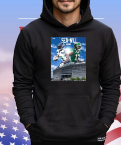 Official Seattle Seahawks At New York Jets Week 13 Metlife Stadium On The Road Again Poster T-Shirts