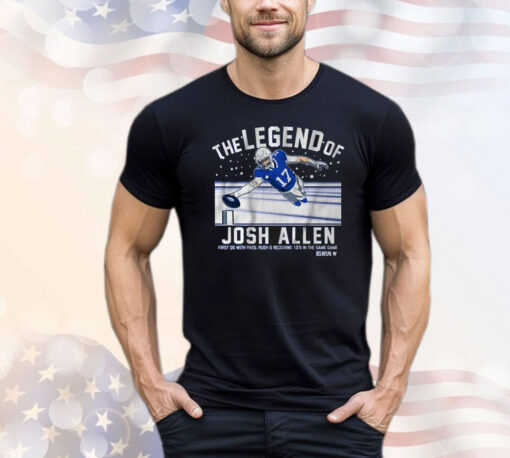 Official The Legend Of Josh Allen First QB With Pass Rush And Receiving TD’s In The Same Game Buffalo Bills T-Shirt