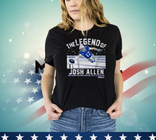 Official The Legend Of Josh Allen First QB With Pass Rush And Receiving TD’s In The Same Game Buffalo Bills T-Shirt